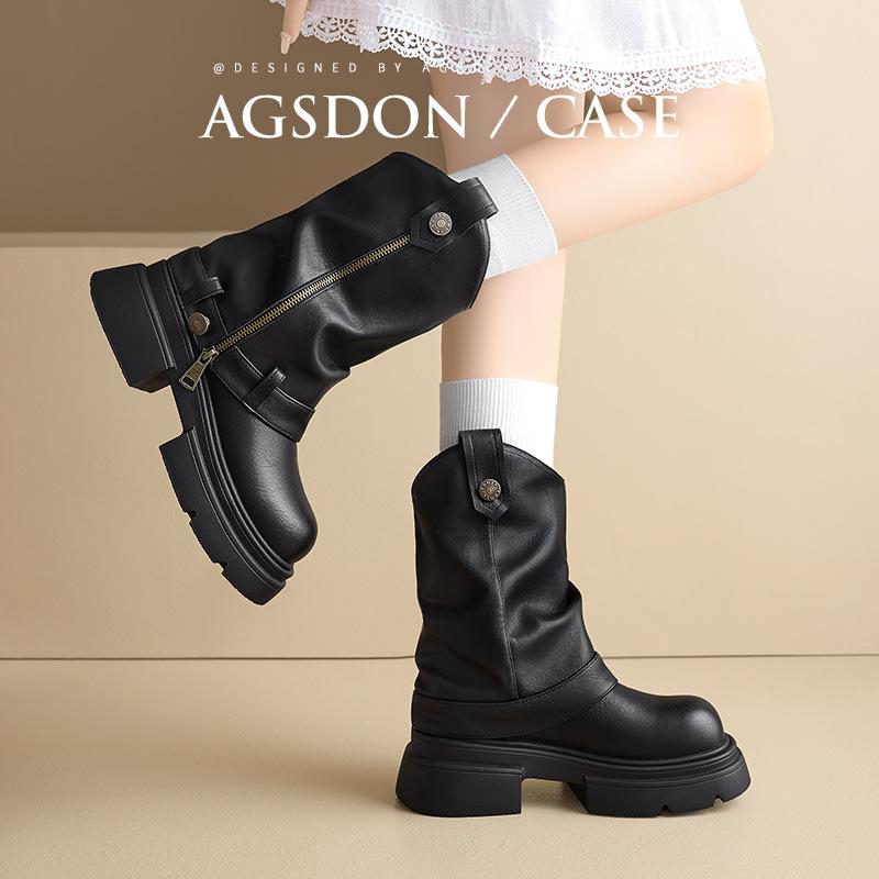 Augustine Martin Boots Women's 2025 New Autumn and Winter Fleece Merad Platform British Short Boots Pile Western Boots