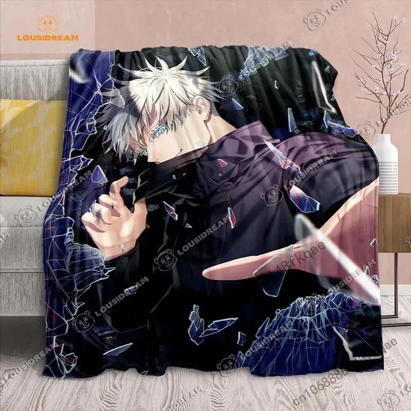 Cartoon Anime Jujutsu Kaisen Throws Blanket Soft Featuring Yuji Megumi Obara and Satoru Gojo Blanket for Travel Beding Bed
