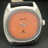 HAND-WINDING VINTAGE ALLWYN 6300A INDIA MENS ORANGE COLOR DIAL WATCH a703949-1