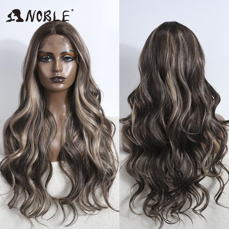 Noble Cosplay Lace Front Wig 30 Inch Lace Long Wavy 360 0mbre Blonde Wig Red African American Synthetic Wigs For Black Women