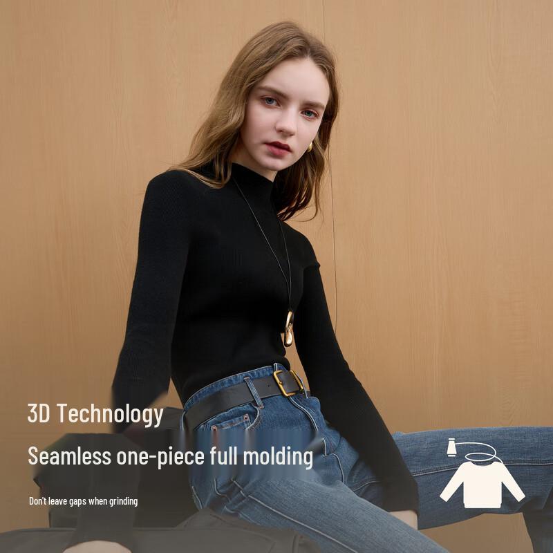 

Sancai 2025 Зимовий безшовний в язаний топ облягаючого крою з напіввисоким коміром XL (170/92A)