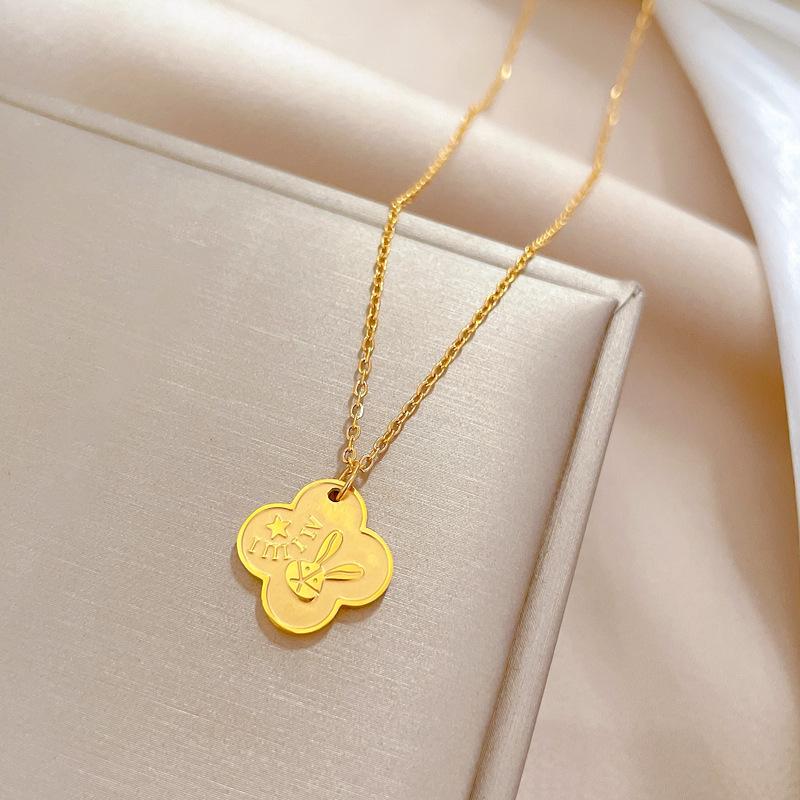 1314 Rabbit Minimalist Wind Furnace Real Gold Necklace Female Collarbone Chain Accessories