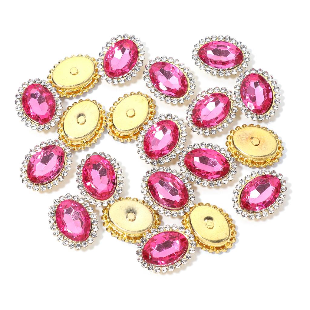 20pcs Oval Shape Sunflower Sew On Rhinestones Metal Gold Claw Base Acrylic Rhinestones Beads DIY Garment Decoration Accessories