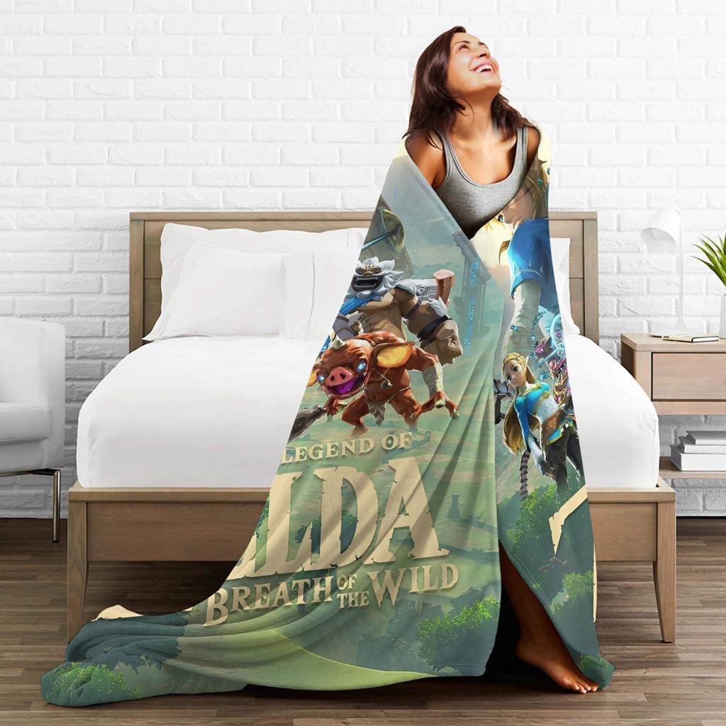 Z-Zeldas Breath Of The Wild Blanket Plush Funny Breathable Throw Blanket for Bed Sofa Decoration,