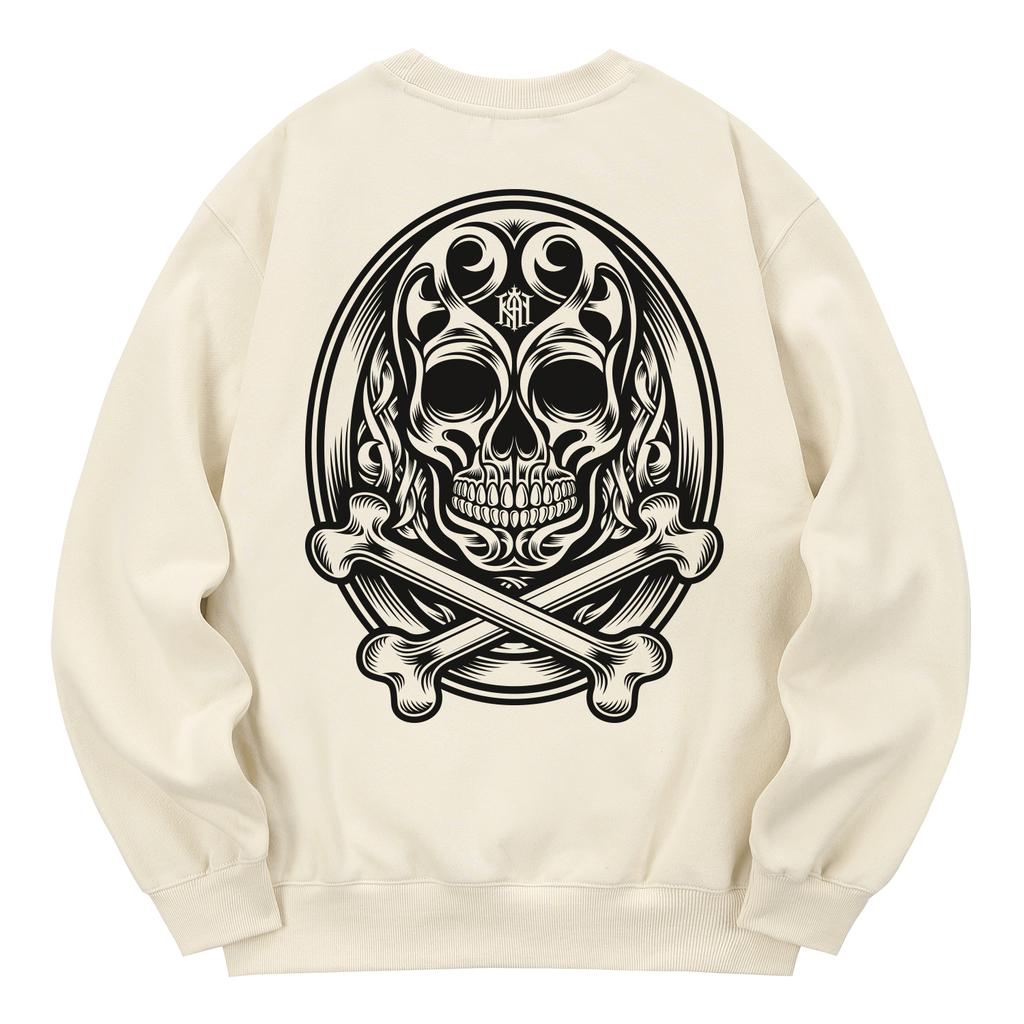 KAN6312 Kmc0005 Skullceltic Fleece-Lined Sweatshirt - Cream