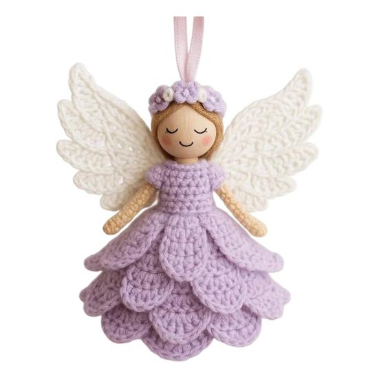 1/2 Sets DIY Crochet Angel Ornament Kit Beginners Handmade Angel Girl Decoration Yarn Craft Christmas Tree Hanging Crocheting Angel Doll Holiday Gift