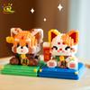 Cute Animal Mini Lucky Cat for Wealth Fortune Micro Model Building Block Cartoon Diamond Pets Bricks Decoration Toys