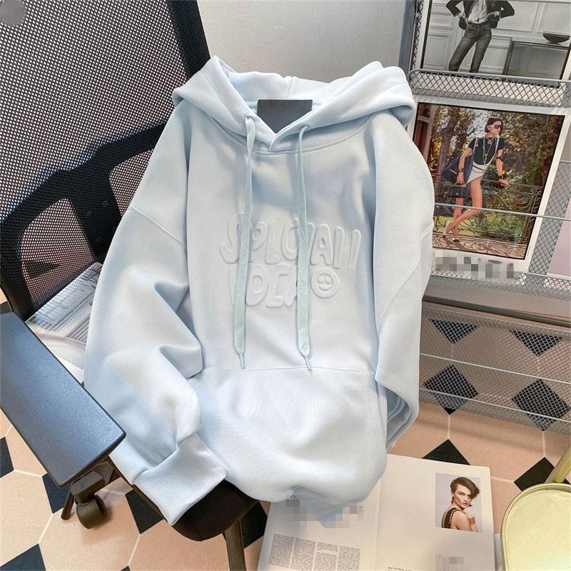 

Women s Plus Size Blue Bubble Letter Hoodie - Heavyweight, Casual, Versatile, for Spring and Autumn (up to 300 Jin) XL (120-150 jin) синий
