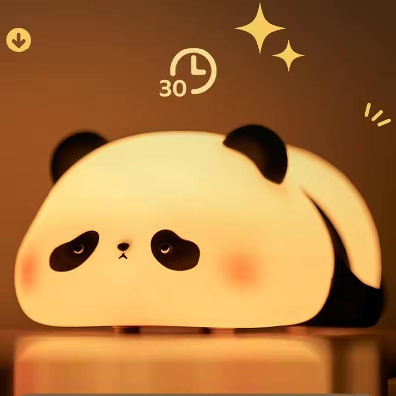 Panda LED Night Light Touch Sensor Cartoon Kid's Nightlights Silicone Child Holiday Christmas Gift Bedside Lamp Bedroom Decor