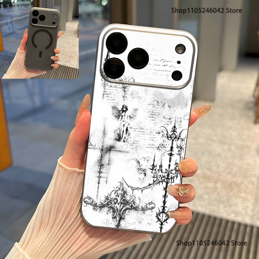 Gotische Coquette Cybersigilismus Magnetisches Kabelloses Laden Transparente graue Handyhülle Für iPhone 17,16,15,14,13,12,11Pro,Max,Plus