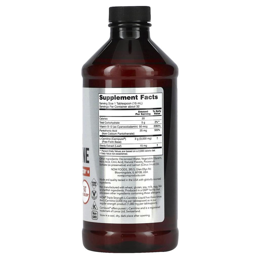 Sport, Dreifach Stärke L-Carnitin Flüssigkeit, Zitrus, 3.000 mg, 473 ml(16 fl oz)