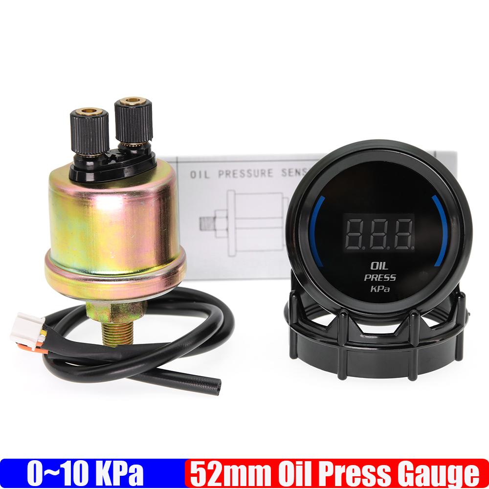 

Датчик давления масла с синим светодиодом и дымчатой линзой 0~10 кПа, цифровой 52 мм, с датчиком 1/8NPT для бензинового гоночного автомобиля 12 В