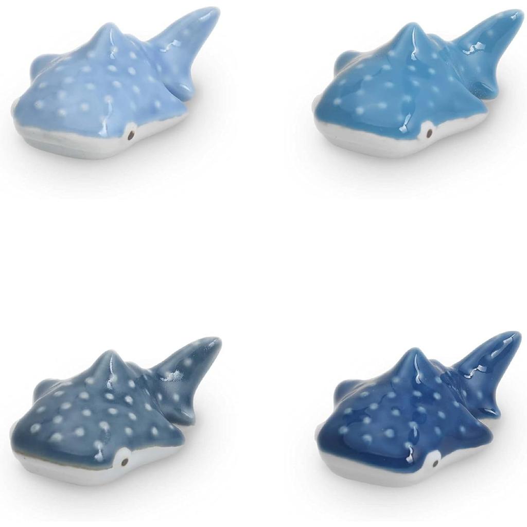 natural69 Hasami Ware Whale Shark Chopstick Rest 4-Color Set Japanese Ceramic Spoon Holder Table Decor Made in Japan