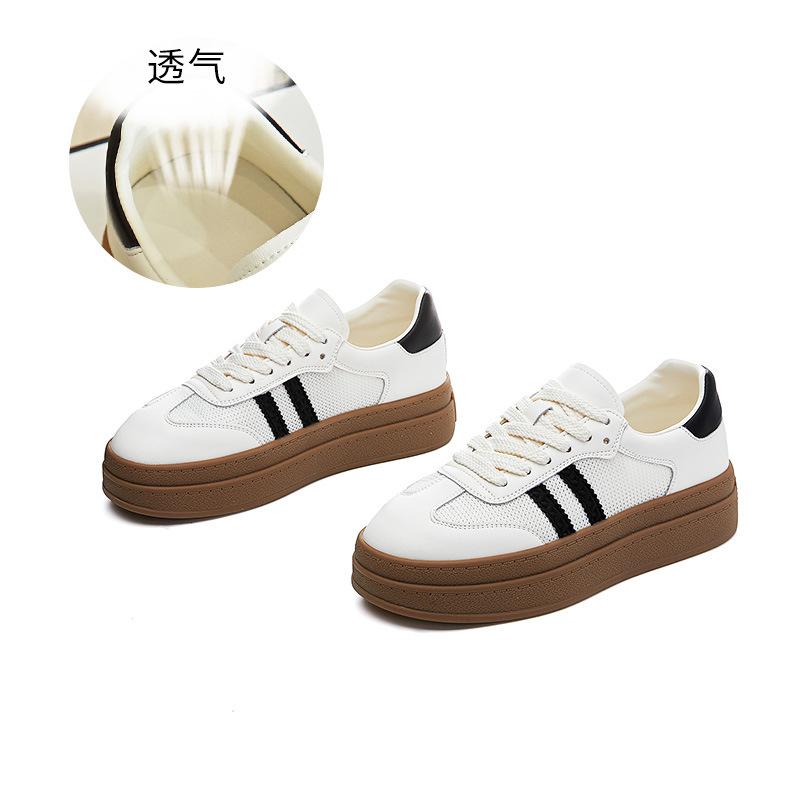 Leather German training shoes women's 2025 summer new mesh breathable sports Forrest Gump shoes women's casual versatile white shoes women