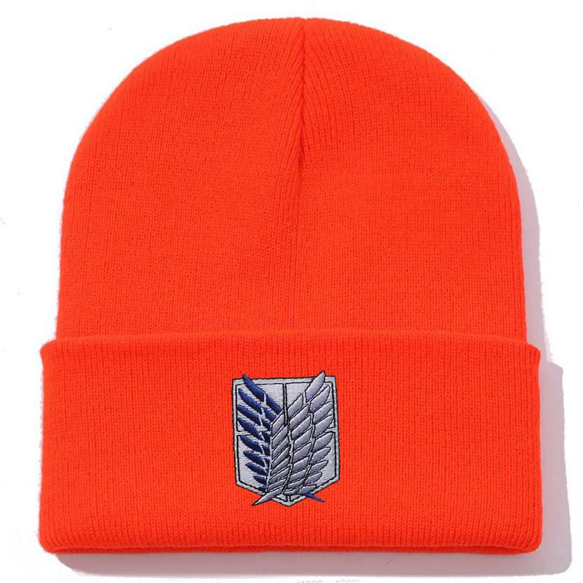 Attack On Titan Embroidered Knit Beanie With Windproof Warmth For Outdoor Activities
