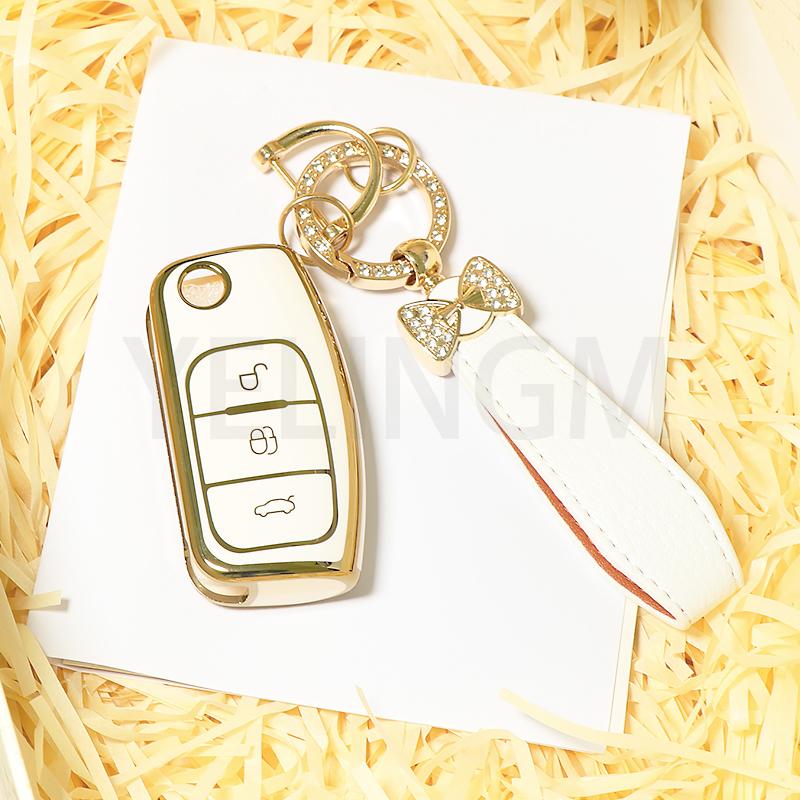 Bil TPU Sammenleggbar Nøkkeldeksel Skall Etui For Ford Focus 2 MK2 Fiesta Mondeo Galaxy Falcon Territory Ecosport Veske Nøkkelring Beskytter