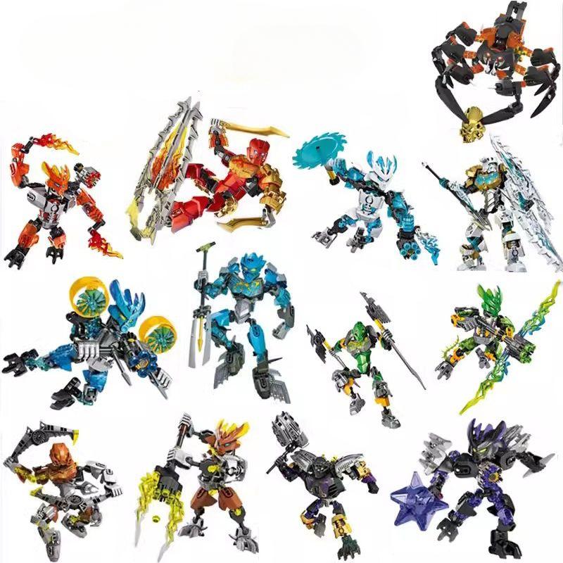 Nuovo Robot Mecha Combinabile Soldato Scheletrico Blocchi da Costruzione Guerriero Biochimico Maschera Dorata Giocattolo Ragazzo Regalo per le Feste dei Bambini