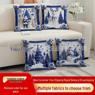 Funda de Almohada Navideña de Terciopelo Piel de Melocotón - Funda de Cojín Decorativa para Sofá