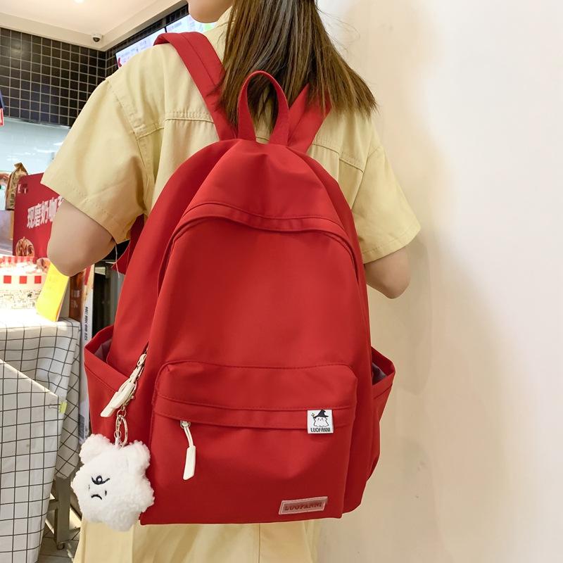 Schoolbag Female Students High School Students Solid Color Backpack