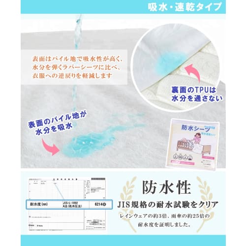 Ieeform Waterproof Sheets for Partial Use, 100x140cm, Set of 2, for Nursing Care, Bedwetting, Machine Washable and Dryable, Meets JIS Standards for Wa