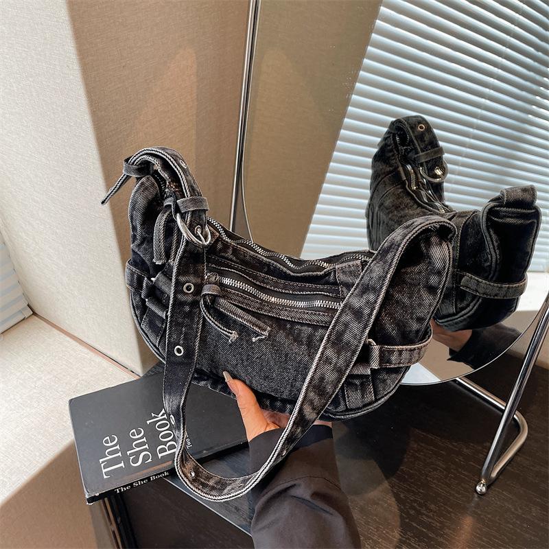 Denim Bag Women's Large-capacity New Summer Casual Niche Design Messenger Bag Dumpling Bag