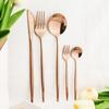 6People Gold Cutlery Set Mirror Stainless Steel Dinnerware Set Knife Cake Fork Tea Spoon Silverware Flatware Party Western Kitchen Tableware