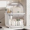 Kitchen Dish Drainer with Cover Storage Box for Bowls Plates Utensils Household Organizer Rack