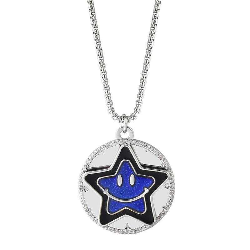 Stunning Geometric Lucky Star Spinner Pendant Necklace In Stylish Titanium Steel Design