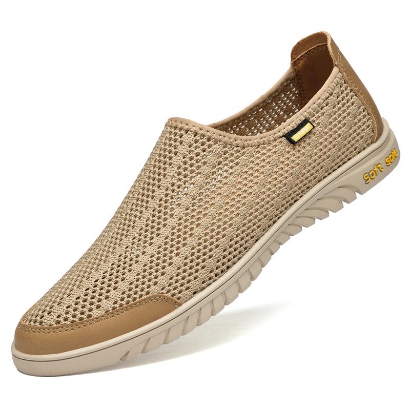 Men's Breathable Mesh & Cowhide Slip-On Loafers