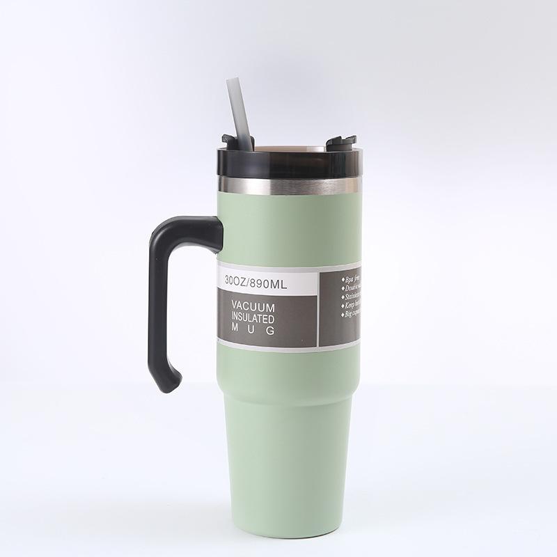 Straw Thermos Cup Male and Female Students Large Capacity Stainless Steel Water Cup Car Portable Coffee Ice Bully Cup