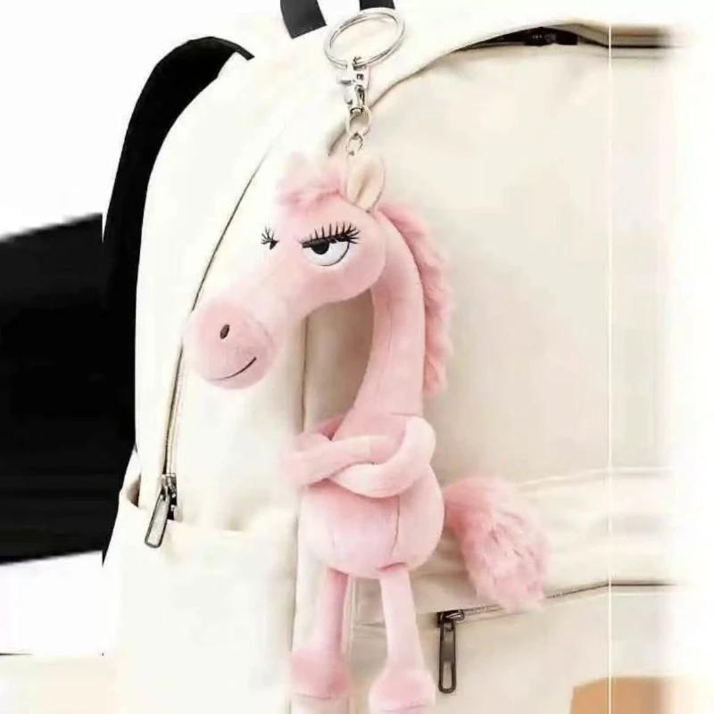 Non-Toxic Black Horse Keychain Plush Toy Backpack Pendant Decoration Year Of The Horse Plush Toy New Year'S Gifts For Children And Children 1Pcs