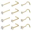 4/12PCS Stainless Steel Zircon Nose Piercing Stud Set L Shape Nose Ring Lot Twist Nose Ring Stud Bulk Body Piercing Nariz Pack