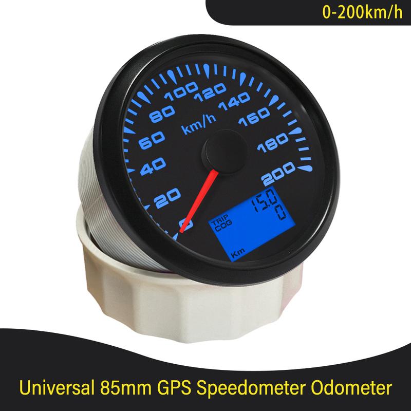 85mm Boat Car 0-120KM/H 0-200KM/H GPS Speedometer with 8 Colors Backlight Waterproof Speedometer 9~32V Trip\COG\ODO