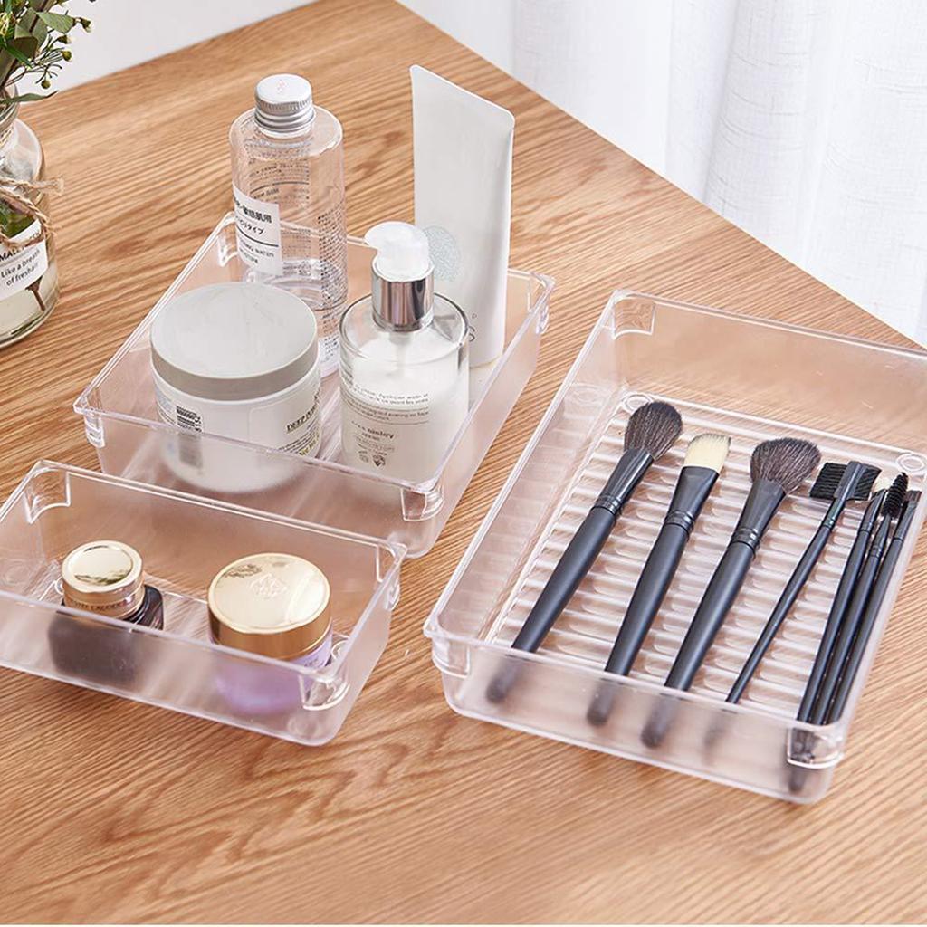 16pcs Drawer Organizer Set Transparent Office Desk Drawer Dividers Trays Dresser Storage Bins Separation Box