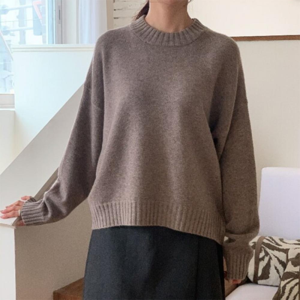 New Arrivals Open Run Women Loose Fit Sweater Brick Color Peach Classic Rib Knit