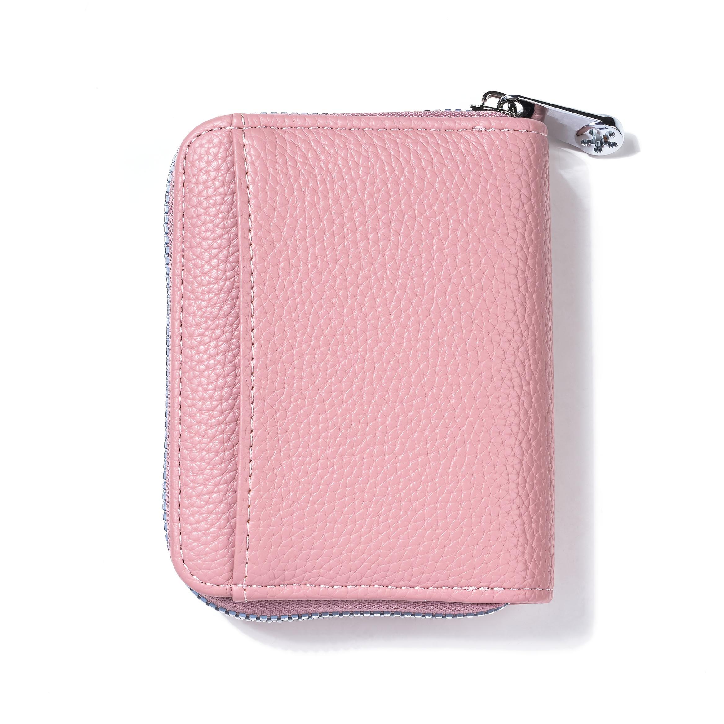 

Genuine Leather Women s Mini Wallet Compact Short Coin Purse with Lychee Grain Multipurpose Small Wallet for Daily Use Travel розовый