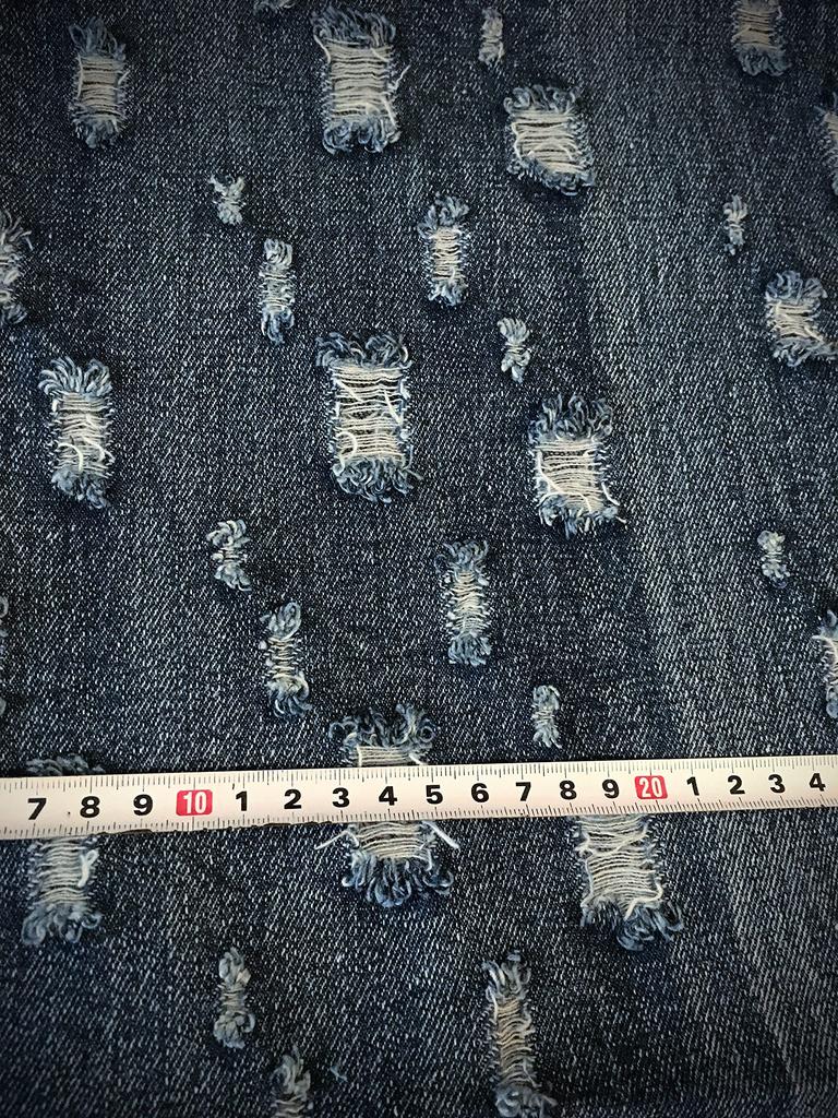 Distressed Denim Fabric Denim Remake Dark Navy Denim Fabric of Distressed Fabric, Scraps, Cotton, Bags, Pouches, DIY, (Set 2, Color)