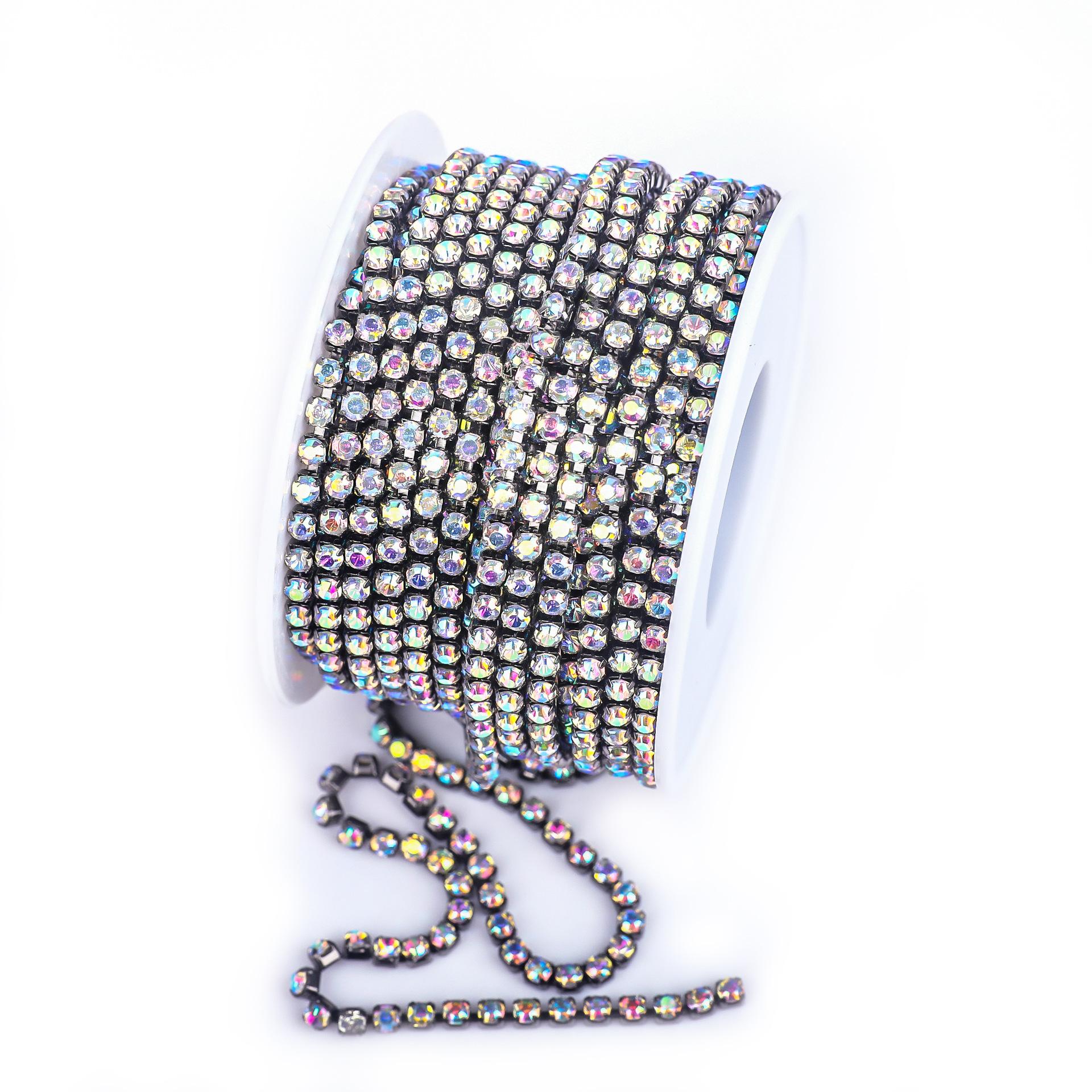 

Цепочка из пылевого когтя с белыми бриллиантами и стразами Ss4.5-Ss18, серебристо-золотая, красная, Ab, стразы, цепочка для одежды, шитье, стеклянное украшение SS4.5 (1.5mm) 5 yards