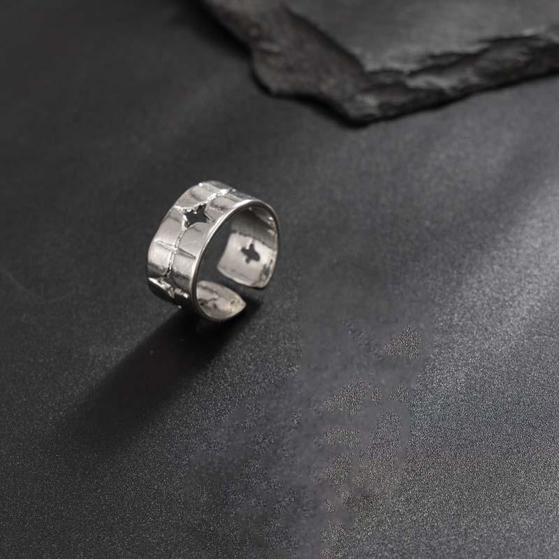 

Punk Copper Color Four Star Open Ring for Women Men Fashion Hip Hop Metal Geometric Hollow Finger Ring Y2K Zircon Accessories