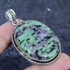 Natural Ruby Zosite Gemstone 925 Sterling Silver Jewelry Pendant 2.25" S6g61
