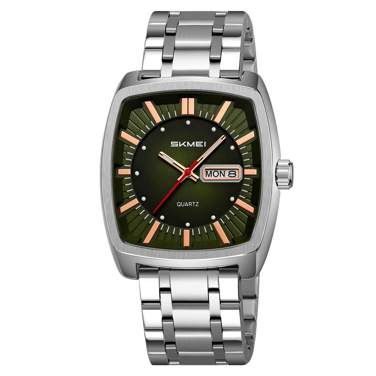 

Роскошные кварцевые мужские повседневные часы с квадратным кварцевым механизмом, водонепроницаемые мужские наручные часы с дисплеем даты и недели для мужчин зелёный