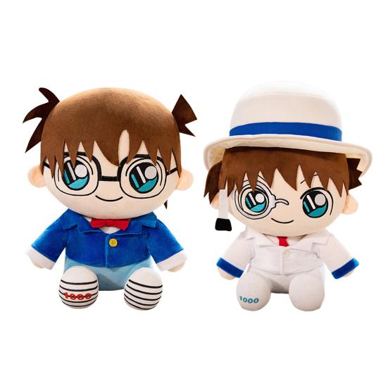 Anime Plush Toy Cute Uniform Doll Plushies Soft Throw Pillow Ornament Collectible Cartoon Detective Conan Kaito Kidd Stuffed Doll Toy Birthday Gift
