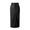 Faux Leather Maxi Skirt Solid Color High Waist Slit Hem Maxi Skirt Windproof Velvet Lining Straight Fit Long Skirt