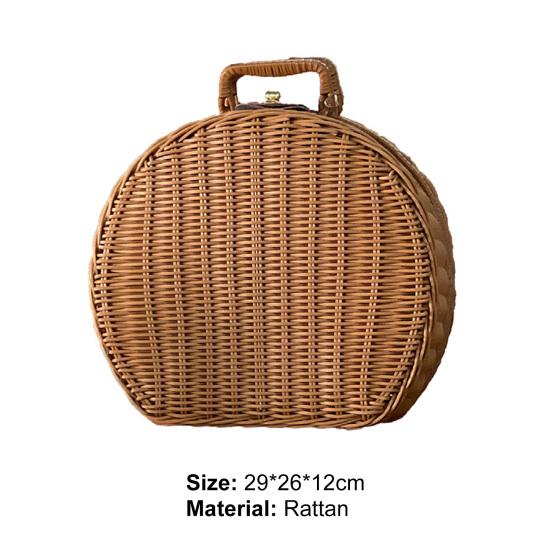 Rattan-Aufbewahrungsbox, verschleißfest, große Kapazität, Vintage, handgefertigt, Rattan, gewebt, multifunktionaler Aufbewahrungskoffer für Reisen