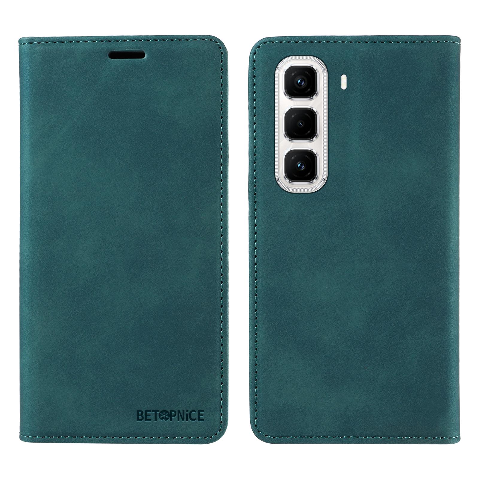 

BETOPNICE 003 For Infinix Hot 50 Pro+ 4G Wallet Case Leather Phone Cover with Stand Green