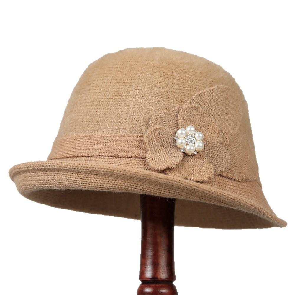 Elegant Mom Hat Ladies Autumn Warm Winter Knitted Basin Hat Old Lady Grandma Bucket Hat