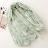 Yitao Women's Light Green Floral Cotton Linen Scarf with Tassels