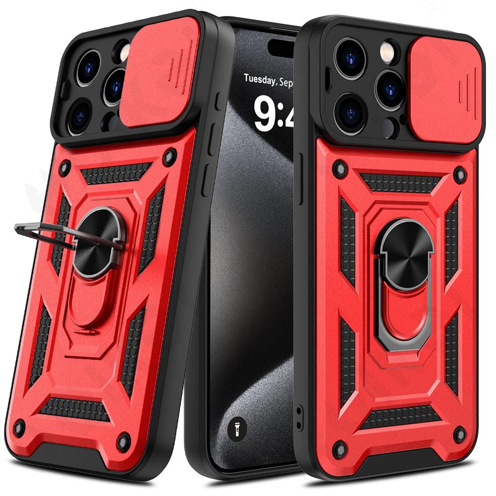 Shockproof Protector Heavy Hard Casing Case with Metal Stand for iPhone 16 15 14 13 12 Pro Max 11