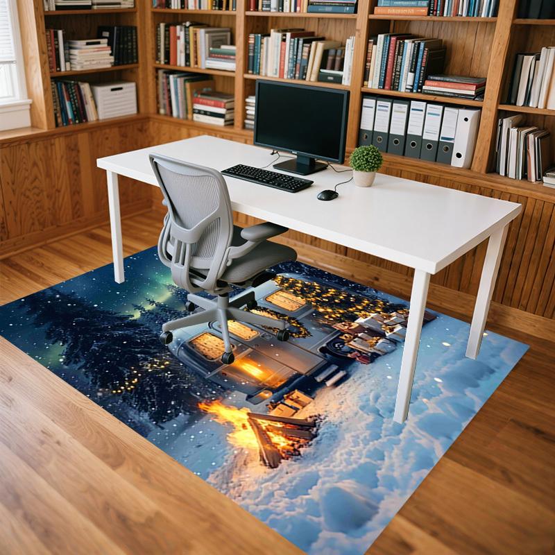 Camping Christmas Crystal Velvet Chair Mat Area Rug - Non-Slip, Floor Mat, Office Desk Chair Rugs, Bedroom Decor.Christmas Gift-1106009