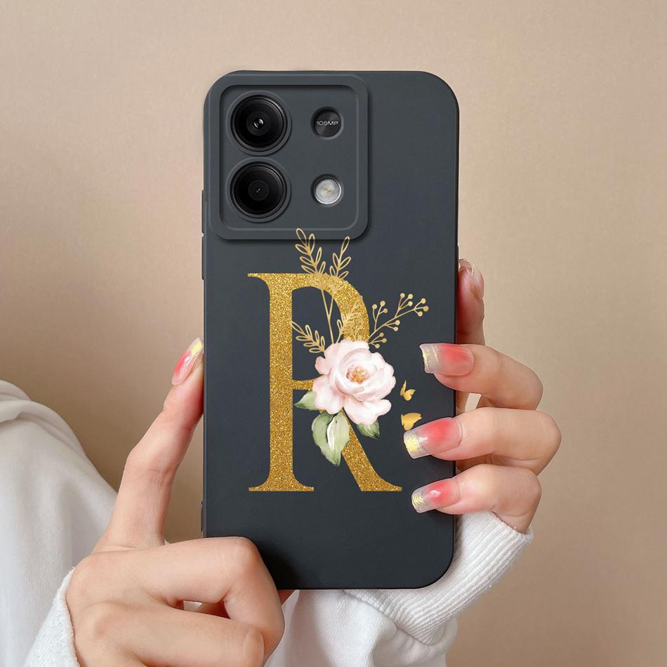 Phone Case For Redmi Note 13 Pro 4G 5G Elegant Letter Soft Liquid Silicone Full Coverage Protector For Redmi Note13 13Pro Fundas